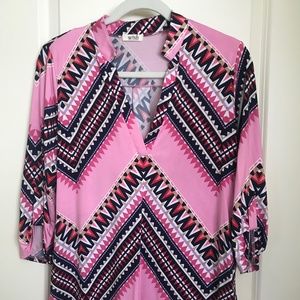 Pink Women's 3/4 Sleeve Top